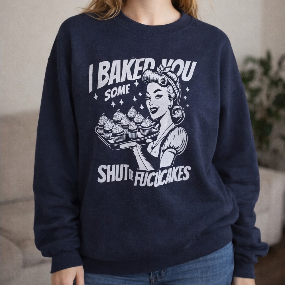 Navy Graphic Sweatshirt with Retro Print